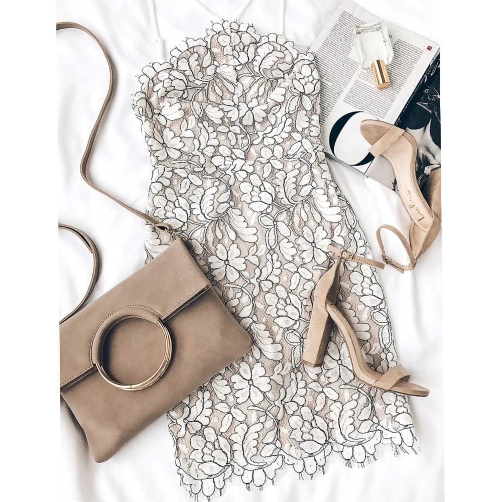 Delicate Darling Beige and Ivory Lace Bodycon Dress - Picture 9 of 12